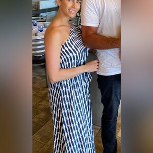 Vici Navy and White Maxi Dress